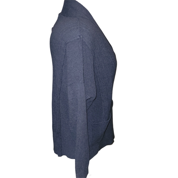 Abercrombie And Fitch Blue Zip-Up Ribbed Knit Cardigan Sweater L - Picture 4 of 7